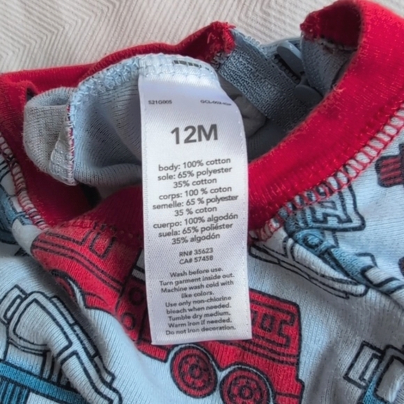 carter's firetruck cotton zipper footie sleeper pajamas 12 months baby boy - Picture 8 of 9